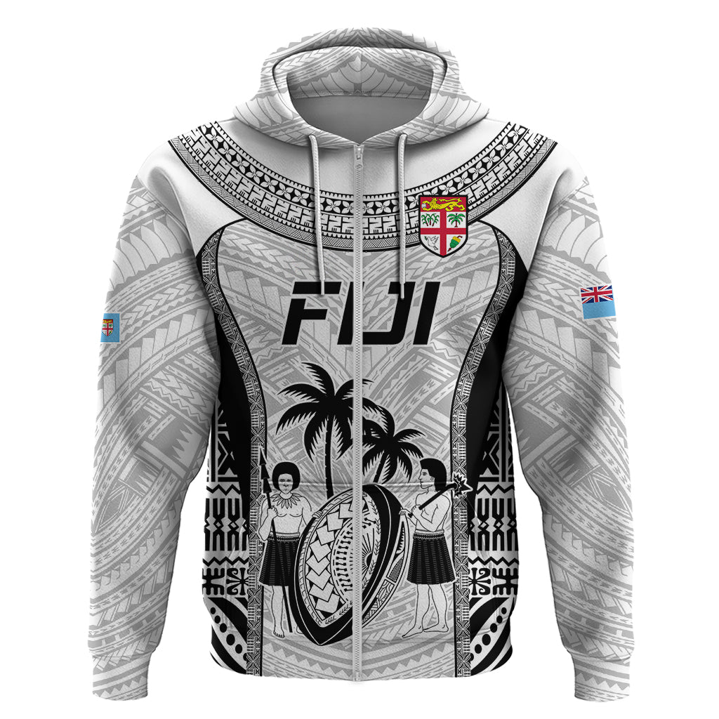 Custom Fiji Rugby Hoodie Go Champions World Cup 2023 Tapa Unique White Vibe - Wonder Print Shop