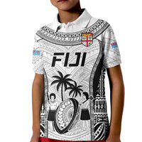Custom Fiji Rugby Kid Polo Shirt Go Champions World Cup 2023 Tapa Unique White Vibe - Wonder Print Shop