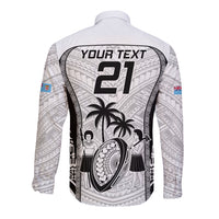 Custom Fiji Rugby Long Sleeve Button Shirt Go Champions World Cup 2023 Tapa Unique White Vibe - Wonder Print Shop
