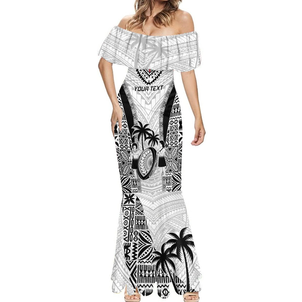 Custom Fiji Rugby Mermaid Dress Go Champions World Cup 2023 Tapa Unique White Vibe - Wonder Print Shop