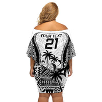 Custom Fiji Rugby Off Shoulder Short Dress Go Champions World Cup 2023 Tapa Unique White Vibe - Wonder Print Shop
