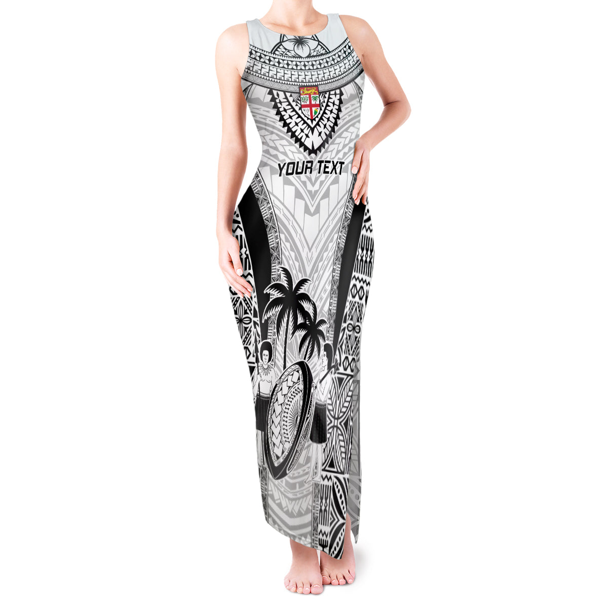 Custom Fiji Rugby Tank Maxi Dress Go Champions World Cup 2023 Tapa Unique White Vibe - Wonder Print Shop