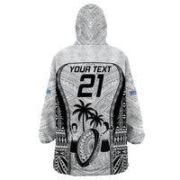 Custom Fiji Rugby Wearable Blanket Hoodie Go Champions World Cup 2023 Tapa Unique White Vibe - Wonder Print Shop