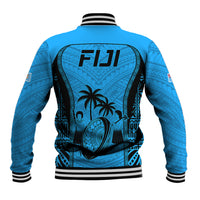 Fiji Rugby Baseball Jacket Go Champions World Cup 2023 Tapa Unique Blue Vibe LT9 - Wonder Print Shop