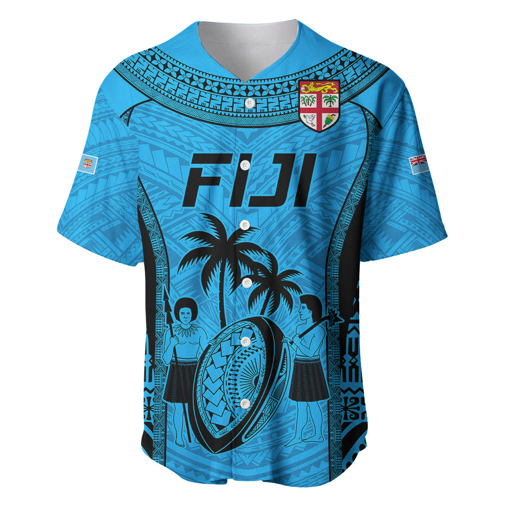 Fiji Rugby Baseball Jersey Go Champions World Cup 2023 Tapa Unique Blue Vibe LT9 - Wonder Print Shop