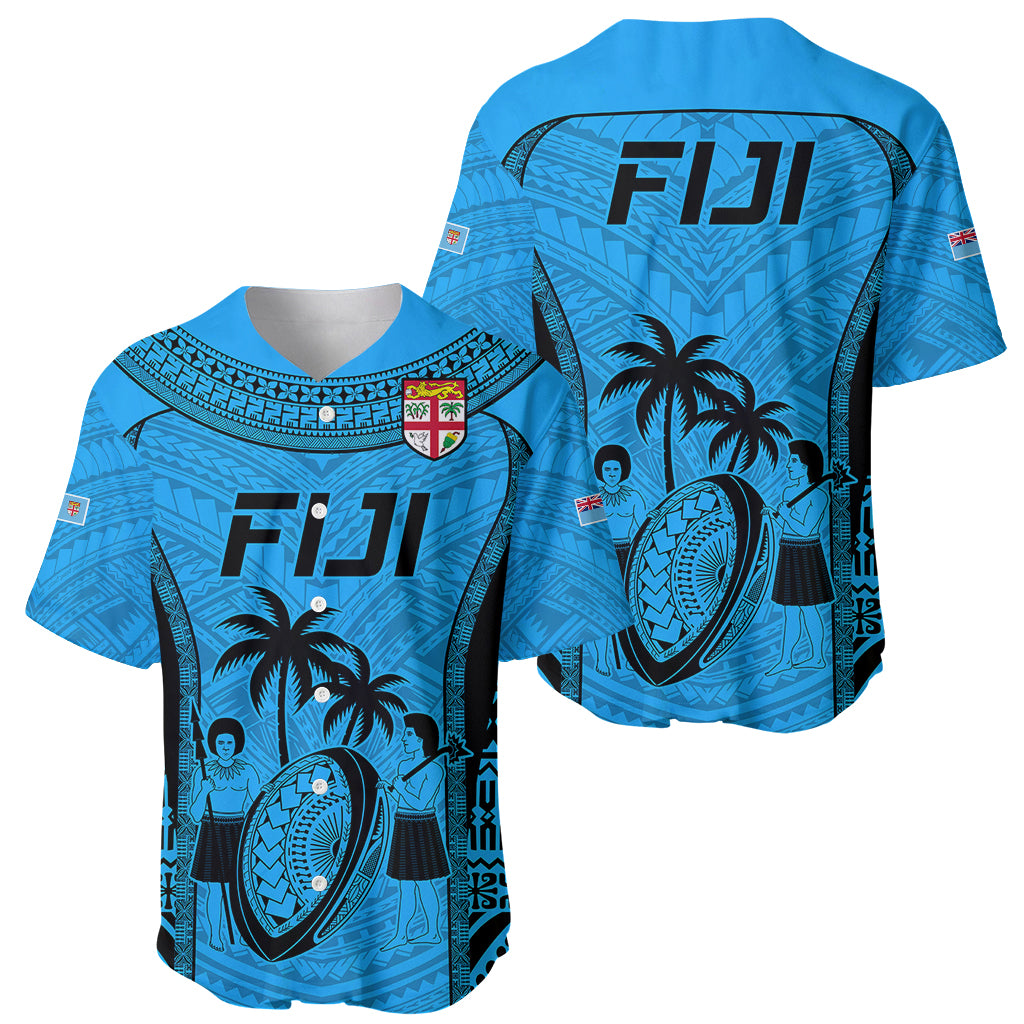 Fiji Rugby Baseball Jersey Go Champions World Cup 2023 Tapa Unique Blue Vibe LT9 - Wonder Print Shop