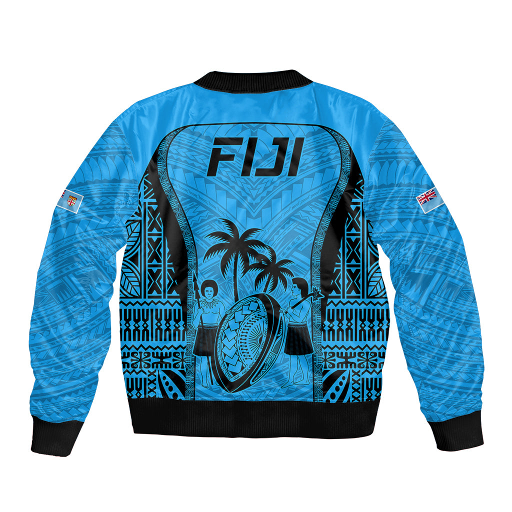 Fiji Rugby Bomber Jacket Go Champions World Cup 2023 Tapa Unique Blue Vibe LT9 - Wonder Print Shop