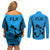 Fiji Rugby Couples Matching Off Shoulder Short Dress and Long Sleeve Button Shirts Go Champions World Cup 2023 Tapa Unique Blue Vibe LT9 - Wonder Print Shop