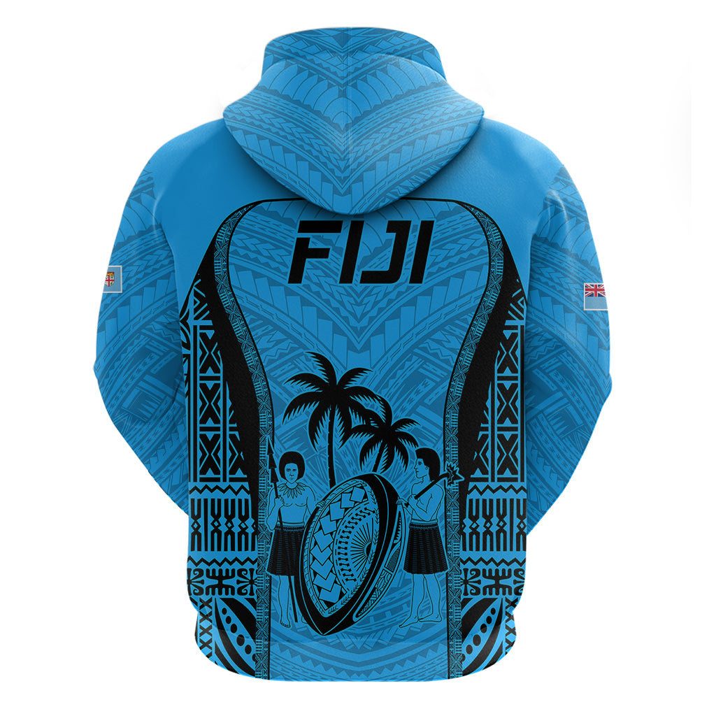 Fiji Rugby Hoodie Go Champions World Cup 2023 Tapa Unique Blue Vibe - Wonder Print Shop