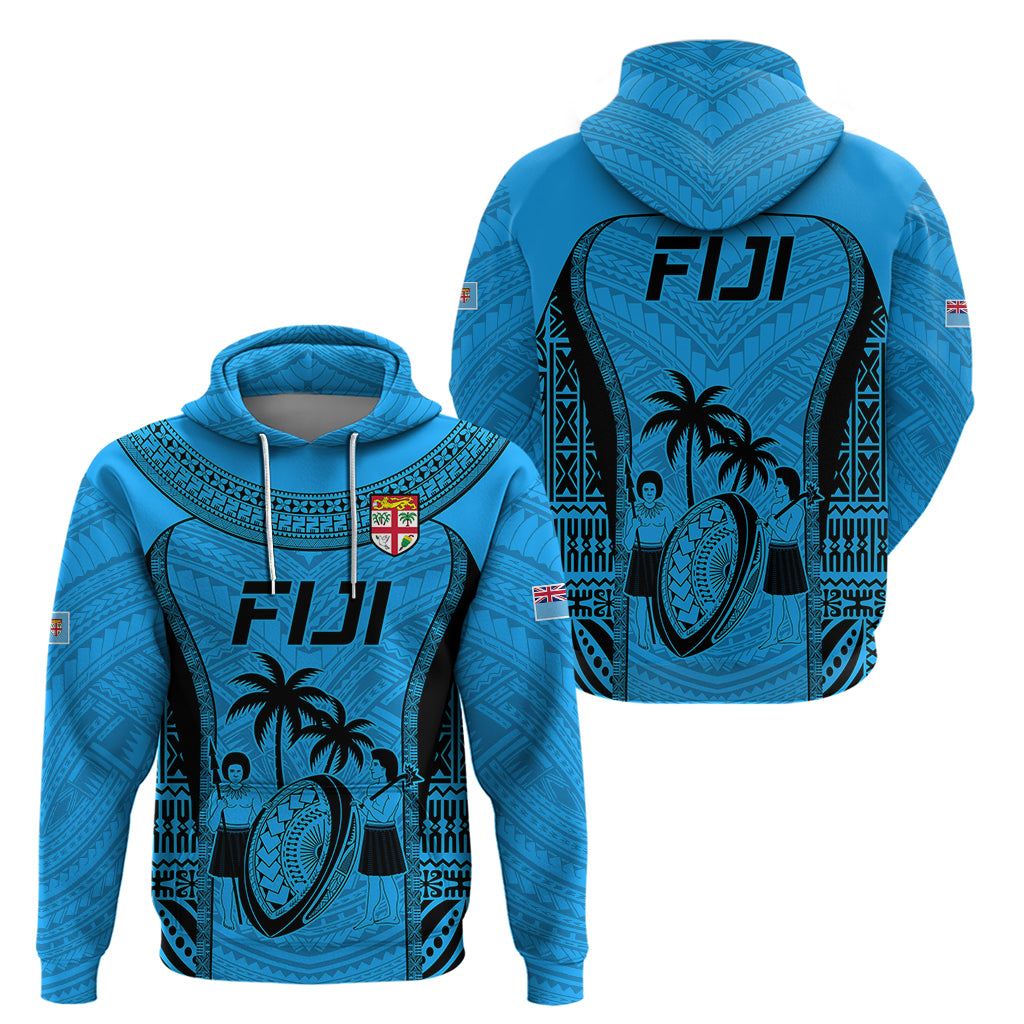 Fiji Rugby Hoodie Go Champions World Cup 2023 Tapa Unique Blue Vibe - Wonder Print Shop