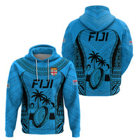 Fiji Rugby Hoodie Go Champions World Cup 2023 Tapa Unique Blue Vibe - Wonder Print Shop