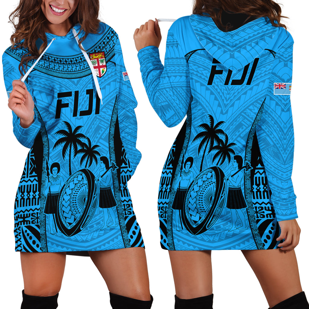 Fiji Rugby Hoodie Dress Go Champions World Cup 2023 Tapa Unique Blue Vibe - Wonder Print Shop