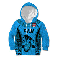 Fiji Rugby Kid Hoodie Go Champions World Cup 2023 Tapa Unique Blue Vibe - Wonder Print Shop