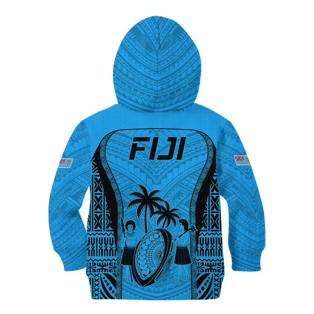 Fiji Rugby Kid Hoodie Go Champions World Cup 2023 Tapa Unique Blue Vibe - Wonder Print Shop