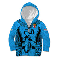 Fiji Rugby Kid Hoodie Go Champions World Cup 2023 Tapa Unique Blue Vibe - Wonder Print Shop