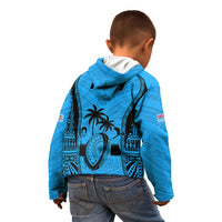 Fiji Rugby Kid Hoodie Go Champions World Cup 2023 Tapa Unique Blue Vibe - Wonder Print Shop