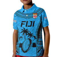 Fiji Rugby Kid Polo Shirt Go Champions World Cup 2023 Tapa Unique Blue Vibe - Wonder Print Shop