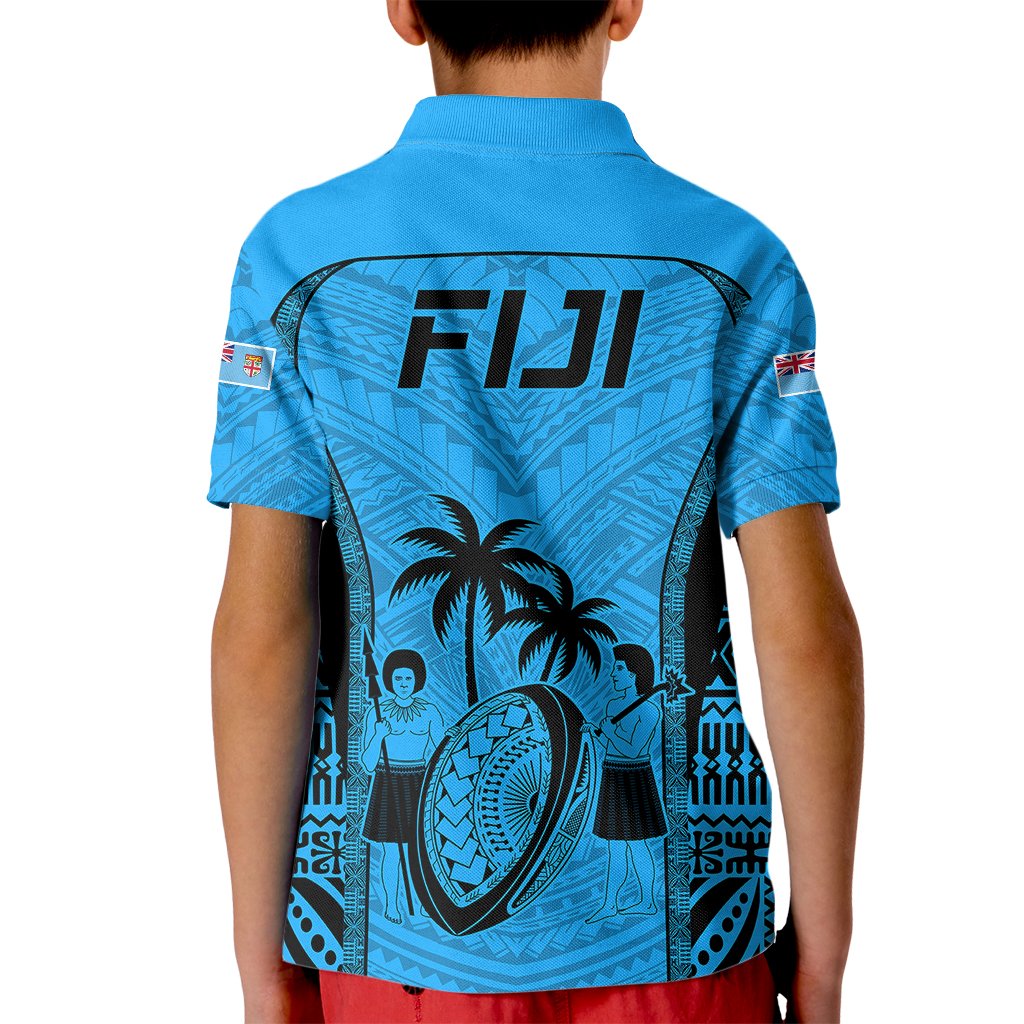 Fiji Rugby Kid Polo Shirt Go Champions World Cup 2023 Tapa Unique Blue Vibe - Wonder Print Shop