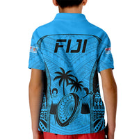 Fiji Rugby Kid Polo Shirt Go Champions World Cup 2023 Tapa Unique Blue Vibe - Wonder Print Shop