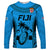 Fiji Rugby Long Sleeve Shirt Go Champions World Cup 2023 Tapa Unique Blue Vibe - Wonder Print Shop