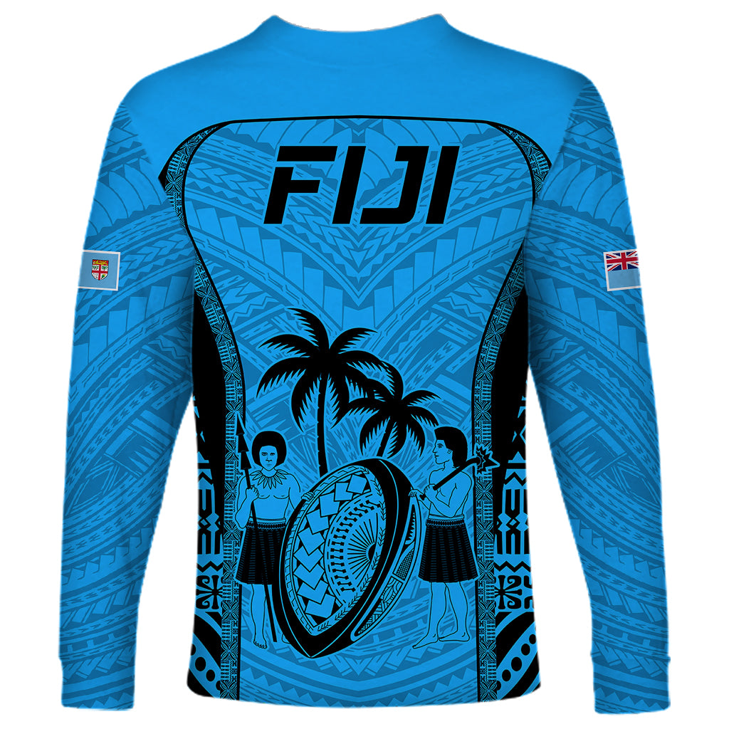 Fiji Rugby Long Sleeve Shirt Go Champions World Cup 2023 Tapa Unique Blue Vibe - Wonder Print Shop