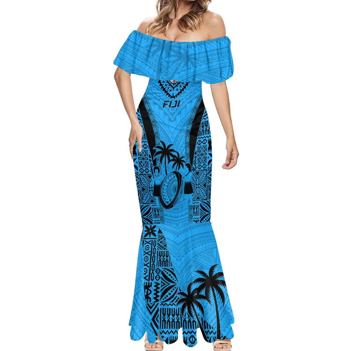 Fiji Rugby Mermaid Dress Go Champions World Cup 2023 Tapa Unique Blue Vibe - Wonder Print Shop