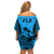 Fiji Rugby Off Shoulder Short Dress Go Champions World Cup 2023 Tapa Unique Blue Vibe - Wonder Print Shop