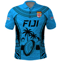 Fiji Rugby Polo Shirt Go Champions World Cup 2023 Tapa Unique Blue Vibe - Wonder Print Shop