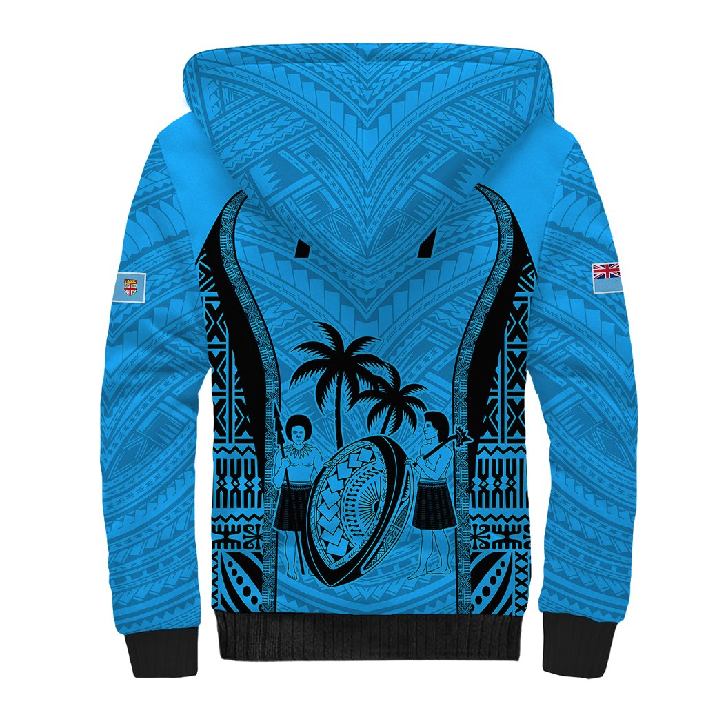 Fiji Rugby Sherpa Hoodie Go Champions World Cup 2023 Tapa Unique Blue Vibe - Wonder Print Shop