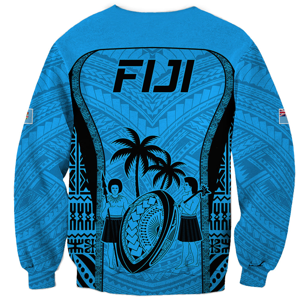 Fiji Rugby Sweatshirt Go Champions World Cup 2023 Tapa Unique Blue Vibe - Wonder Print Shop