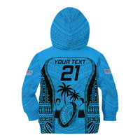 Custom Fiji Rugby Kid Hoodie Go Champions World Cup 2023 Tapa Unique Blue Vibe - Wonder Print Shop
