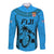 Custom Fiji Rugby Long Sleeve Button Shirt Go Champions World Cup 2023 Tapa Unique Blue Vibe - Wonder Print Shop
