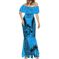 Custom Fiji Rugby Mermaid Dress Go Champions World Cup 2023 Tapa Unique Blue Vibe - Wonder Print Shop