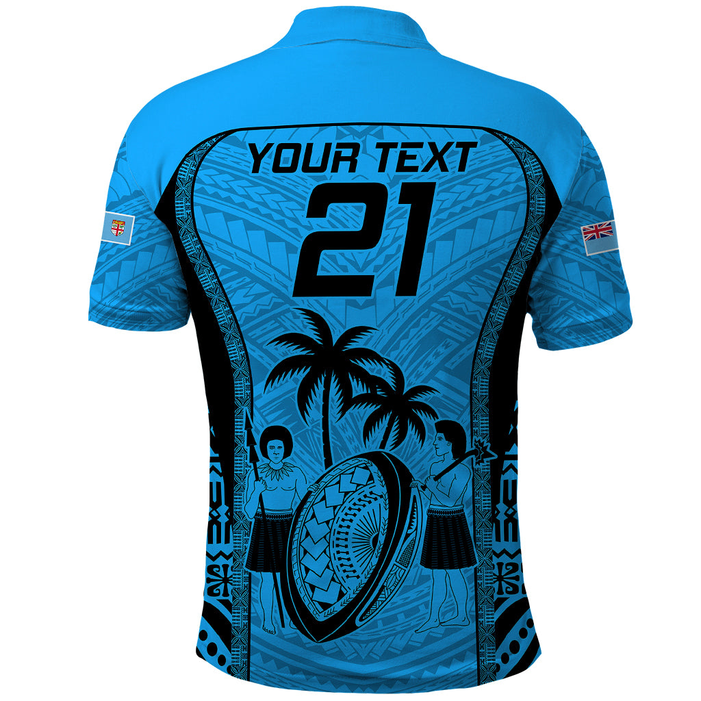 Custom Fiji Rugby Polo Shirt Go Champions World Cup 2023 Tapa Unique Blue Vibe - Wonder Print Shop