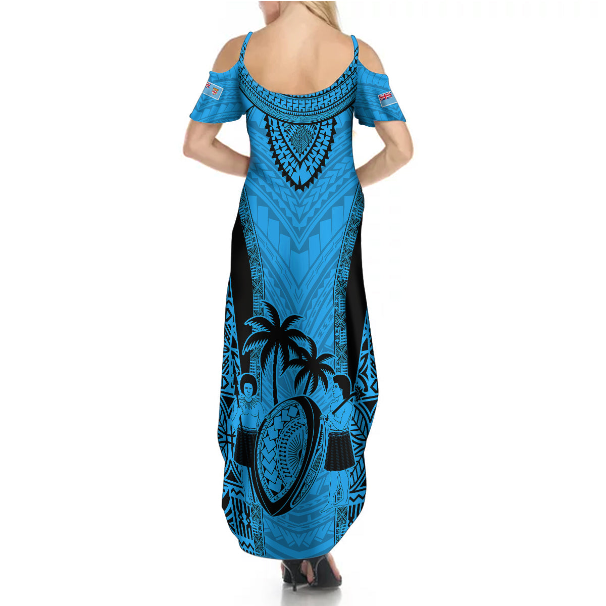 Custom Fiji Rugby Summer Maxi Dress Go Champions World Cup 2023 Tapa Unique Blue Vibe - Wonder Print Shop
