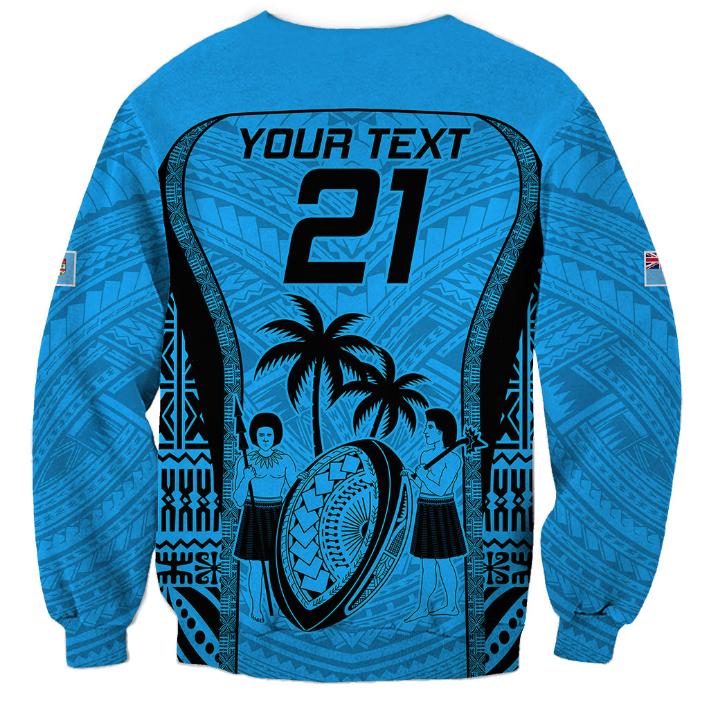 Custom Fiji Rugby Sweatshirt Go Champions World Cup 2023 Tapa Unique Blue Vibe - Wonder Print Shop