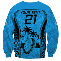 Custom Fiji Rugby Sweatshirt Go Champions World Cup 2023 Tapa Unique Blue Vibe - Wonder Print Shop