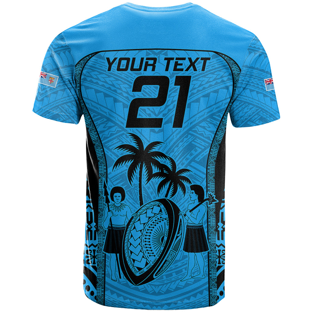 Custom Fiji Rugby T Shirt Go Champions World Cup 2023 Tapa Unique Blue Vibe - Wonder Print Shop