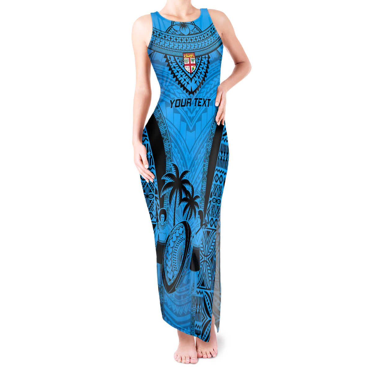 Custom Fiji Rugby Tank Maxi Dress Go Champions World Cup 2023 Tapa Unique Blue Vibe - Wonder Print Shop
