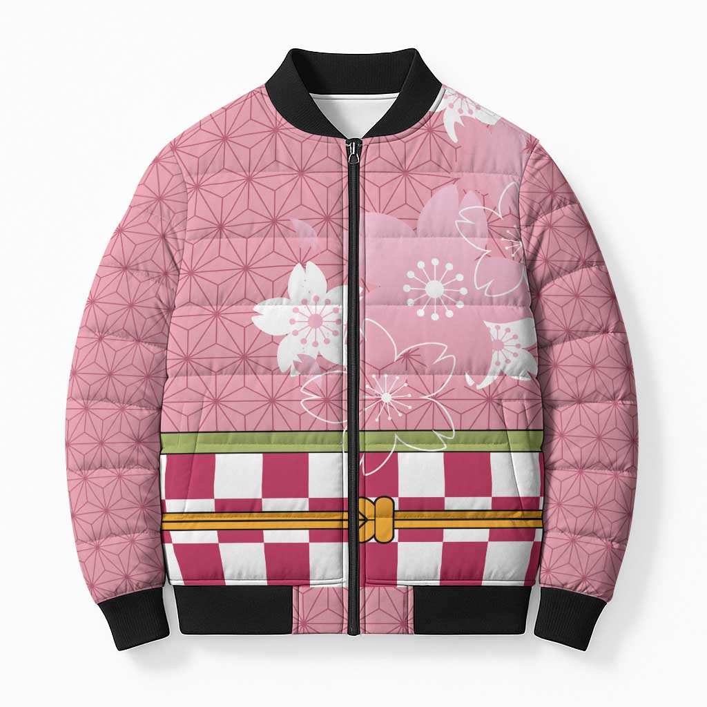 Japanese Asanoha Pattern Bomber Puffer Jacket Charm Against Evil Spirits - Wonder Print Shop