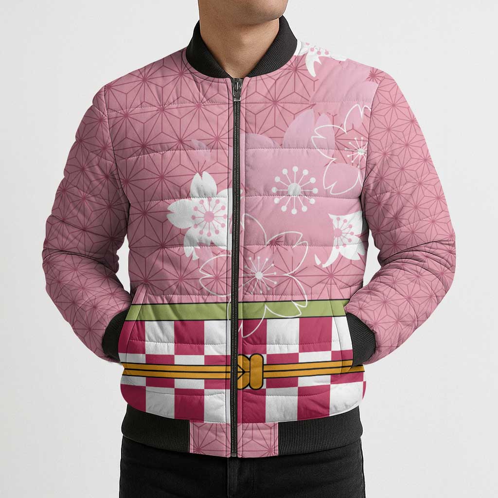 Japanese Asanoha Pattern Bomber Puffer Jacket Charm Against Evil Spirits - Wonder Print Shop