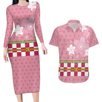 Japanese Asanoha Pattern Couples Matching Long Sleeve Bodycon Dress and Hawaiian Shirt Charm Against Evil Spirits - Wonder Print Shop