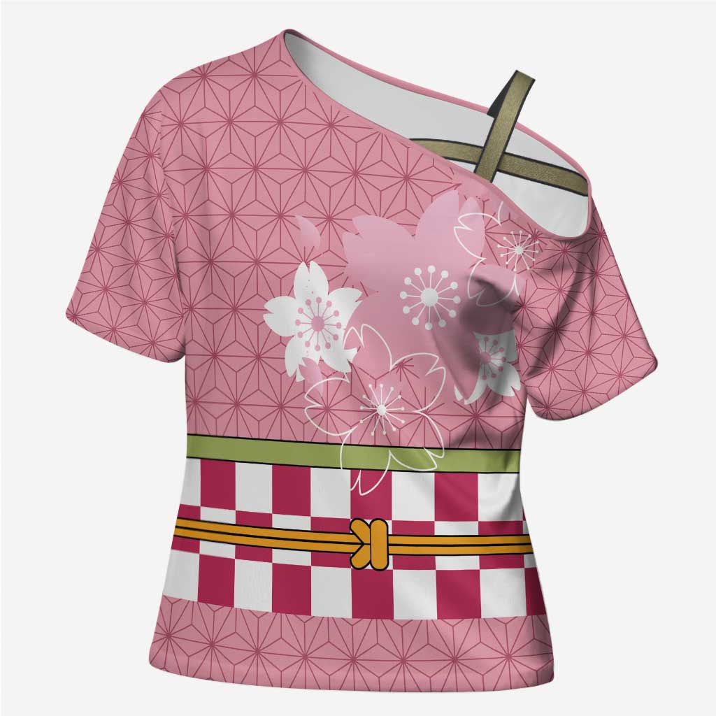 Japanese Asanoha Pattern Cross Shoulder Shirt Charm Against Evil Spirits - Wonder Print Shop