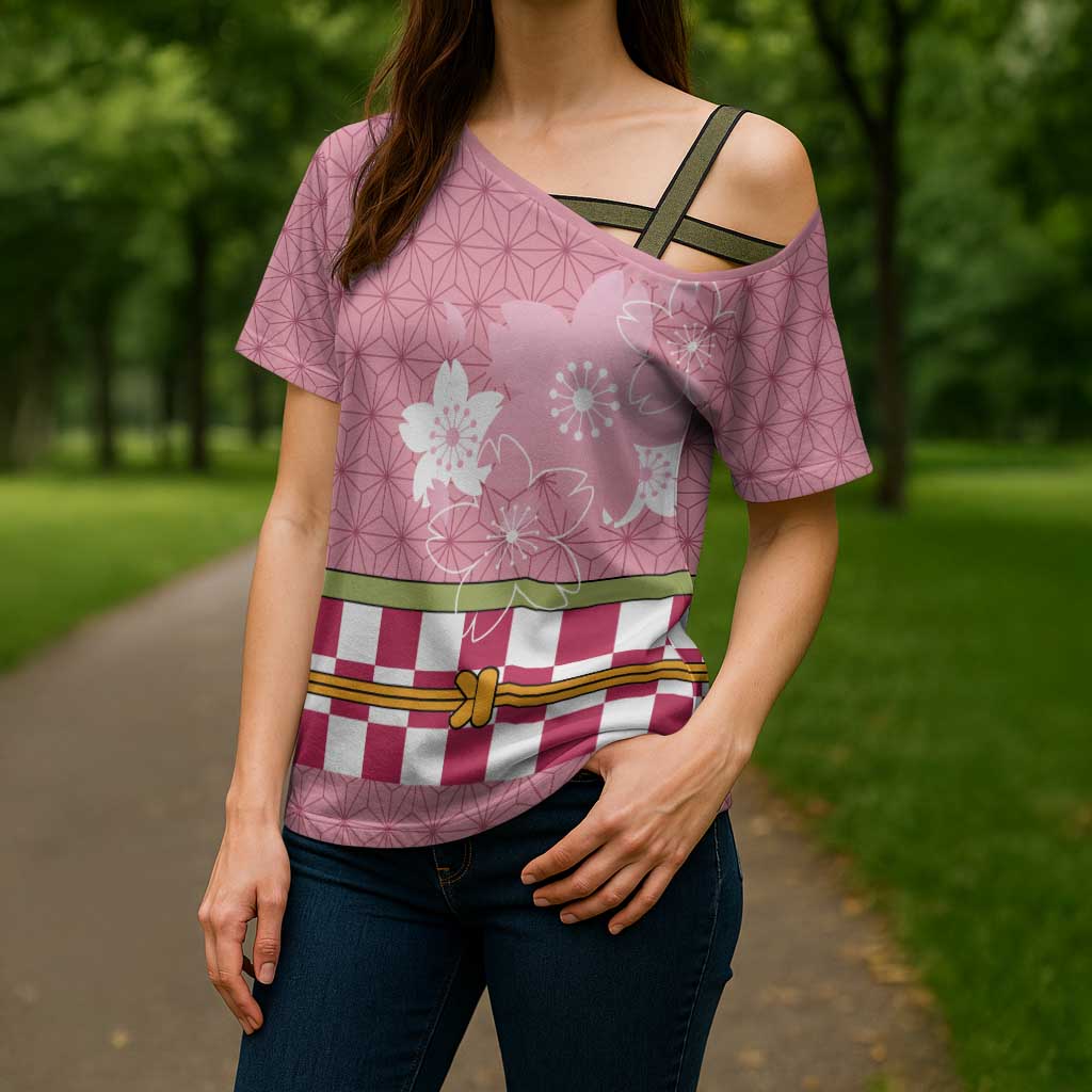 Japanese Asanoha Pattern Cross Shoulder Shirt Charm Against Evil Spirits - Wonder Print Shop