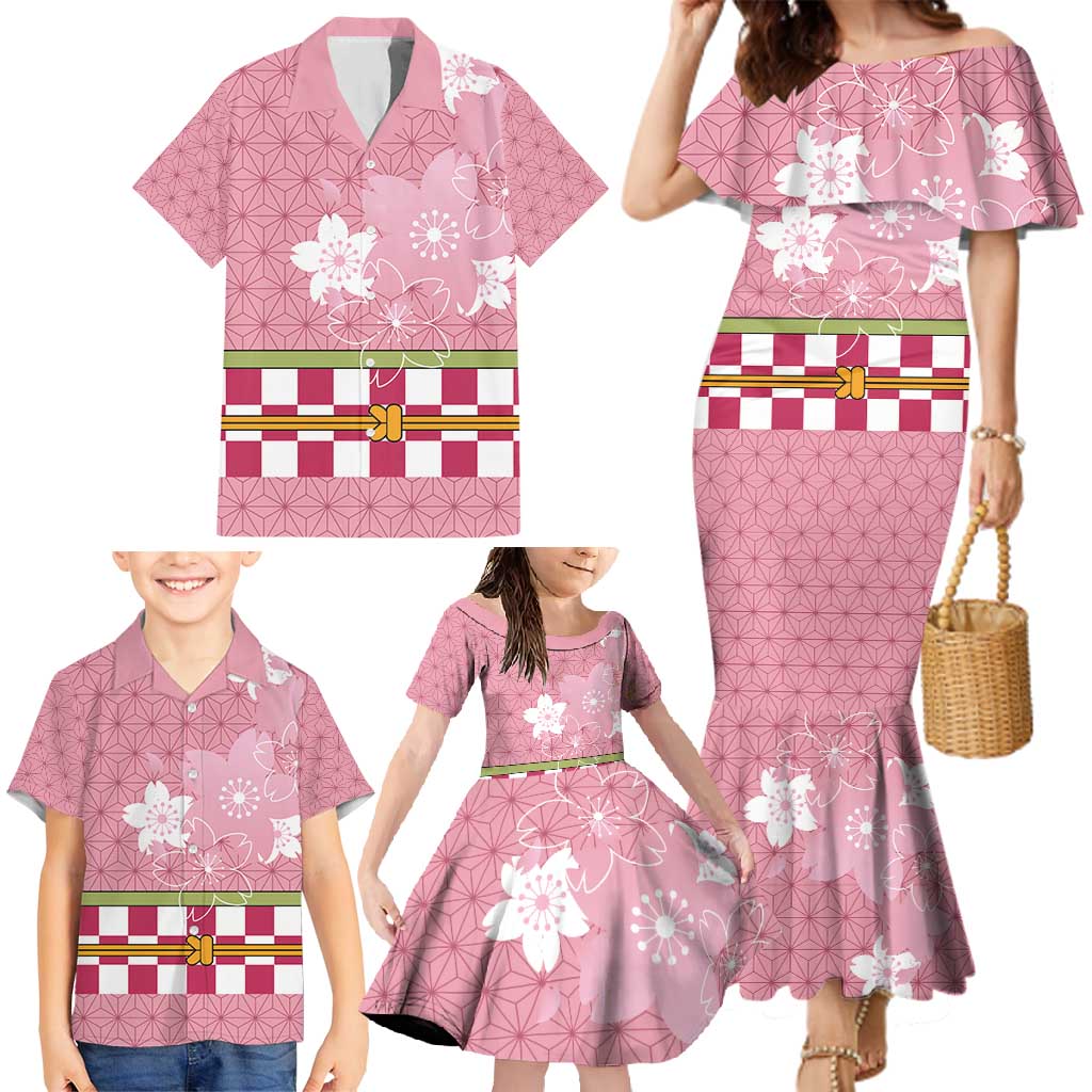Japanese Asanoha Pattern Family Matching Mermaid Dress and Hawaiian Shirt Charm Against Evil Spirits - Wonder Print Shop