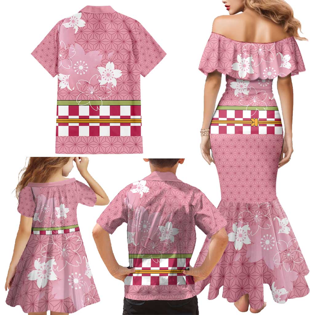 Japanese Asanoha Pattern Family Matching Mermaid Dress and Hawaiian Shirt Charm Against Evil Spirits - Wonder Print Shop