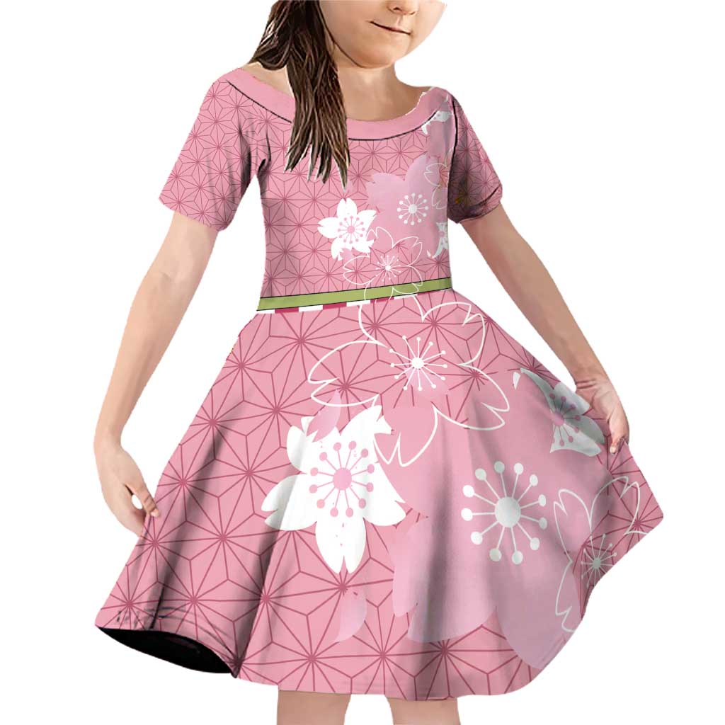 Japanese Asanoha Pattern Family Matching Off Shoulder Short Dress and Hawaiian Shirt Charm Against Evil Spirits - Wonder Print Shop