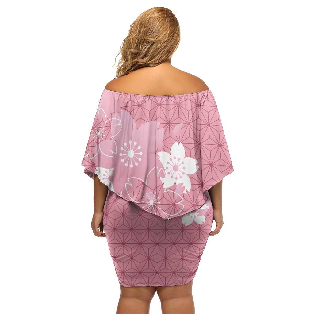 Japanese Asanoha Pattern Family Matching Off Shoulder Short Dress and Hawaiian Shirt Charm Against Evil Spirits - Wonder Print Shop
