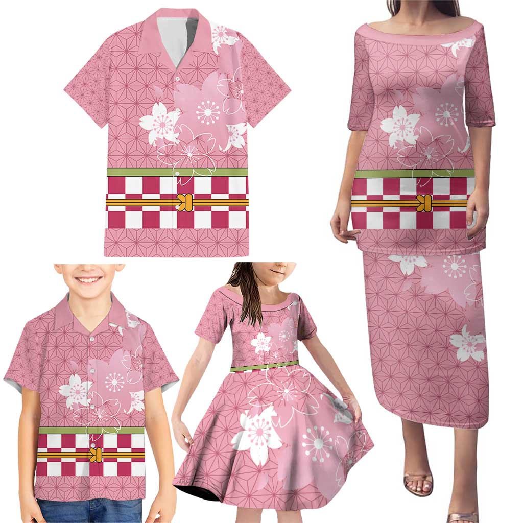 Japanese Asanoha Pattern Family Matching Puletasi and Hawaiian Shirt Charm Against Evil Spirits - Wonder Print Shop