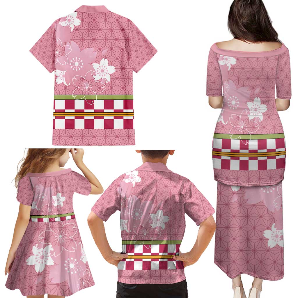 Japanese Asanoha Pattern Family Matching Puletasi and Hawaiian Shirt Charm Against Evil Spirits - Wonder Print Shop